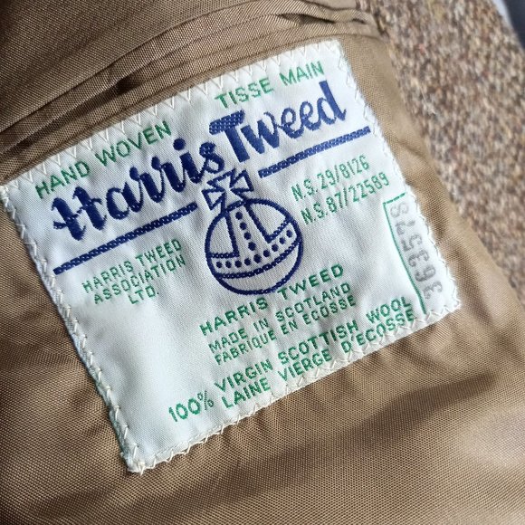 Vintage Harris Tweed Light Brown Wool Double Button Jacket Blazer (LRG 42) - Picture 3 of 13